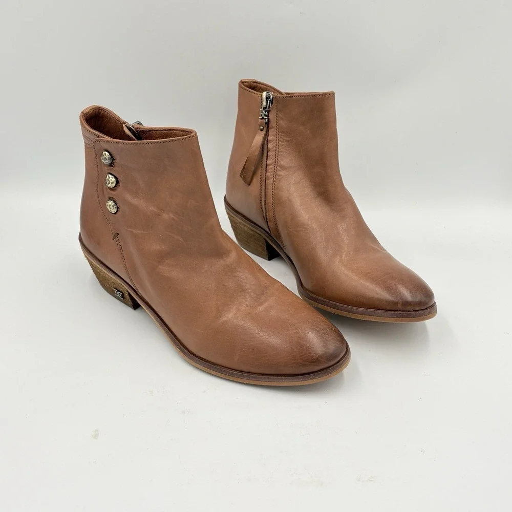 Sam Edelman Petty saddle brown leather ankle boots‎ size 5.5 side zip